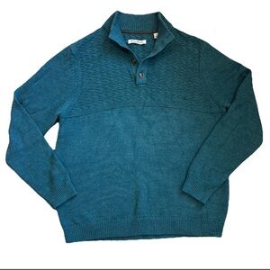 Tommy Bahama Sweater Men's Medium Sorrento Beach Mock Neck Henley - Seaway Green